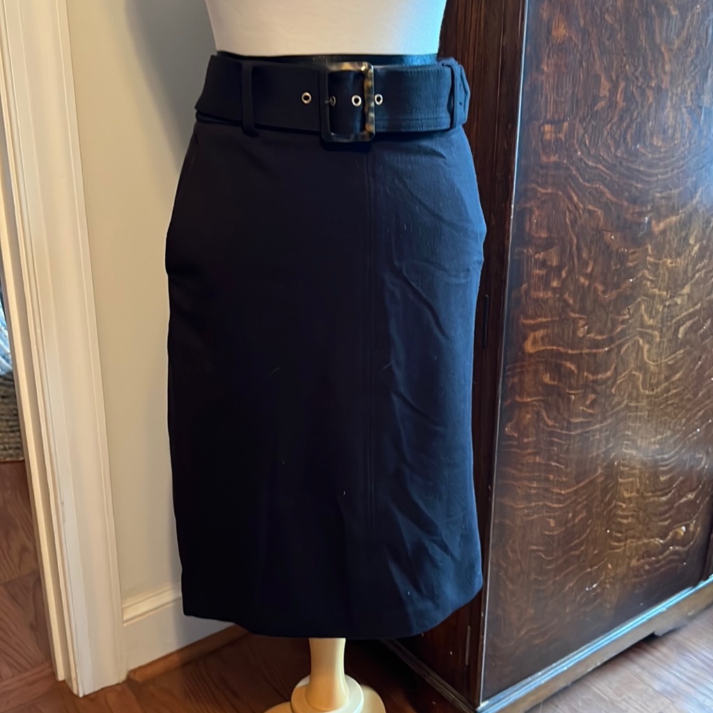 Banana Republic Black Pencil Skirt Size 4 Belted Waist